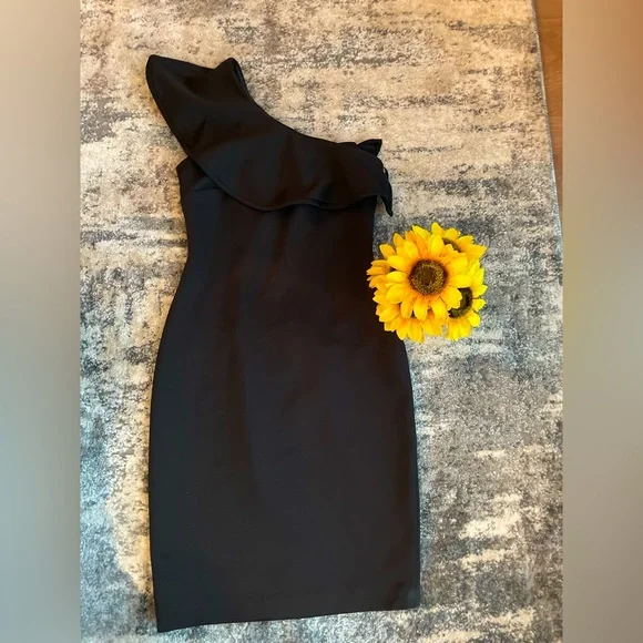 calvin klein one shoulder ruffle dress Calvin Klein one shoulder dress
